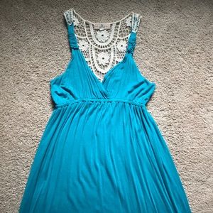 Teal fit and flare dress